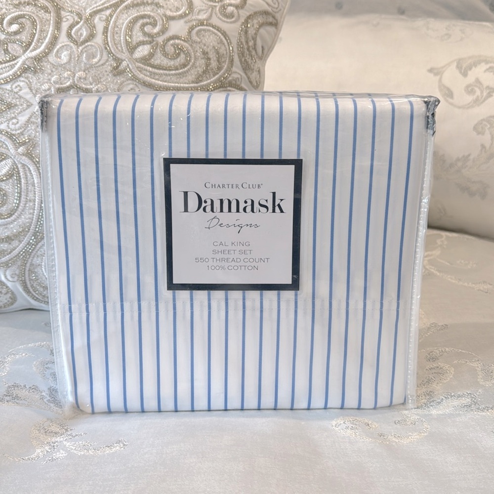 Charter Club - Damask Cal King Sheet Set 550 Thread Count, 100% Cotton